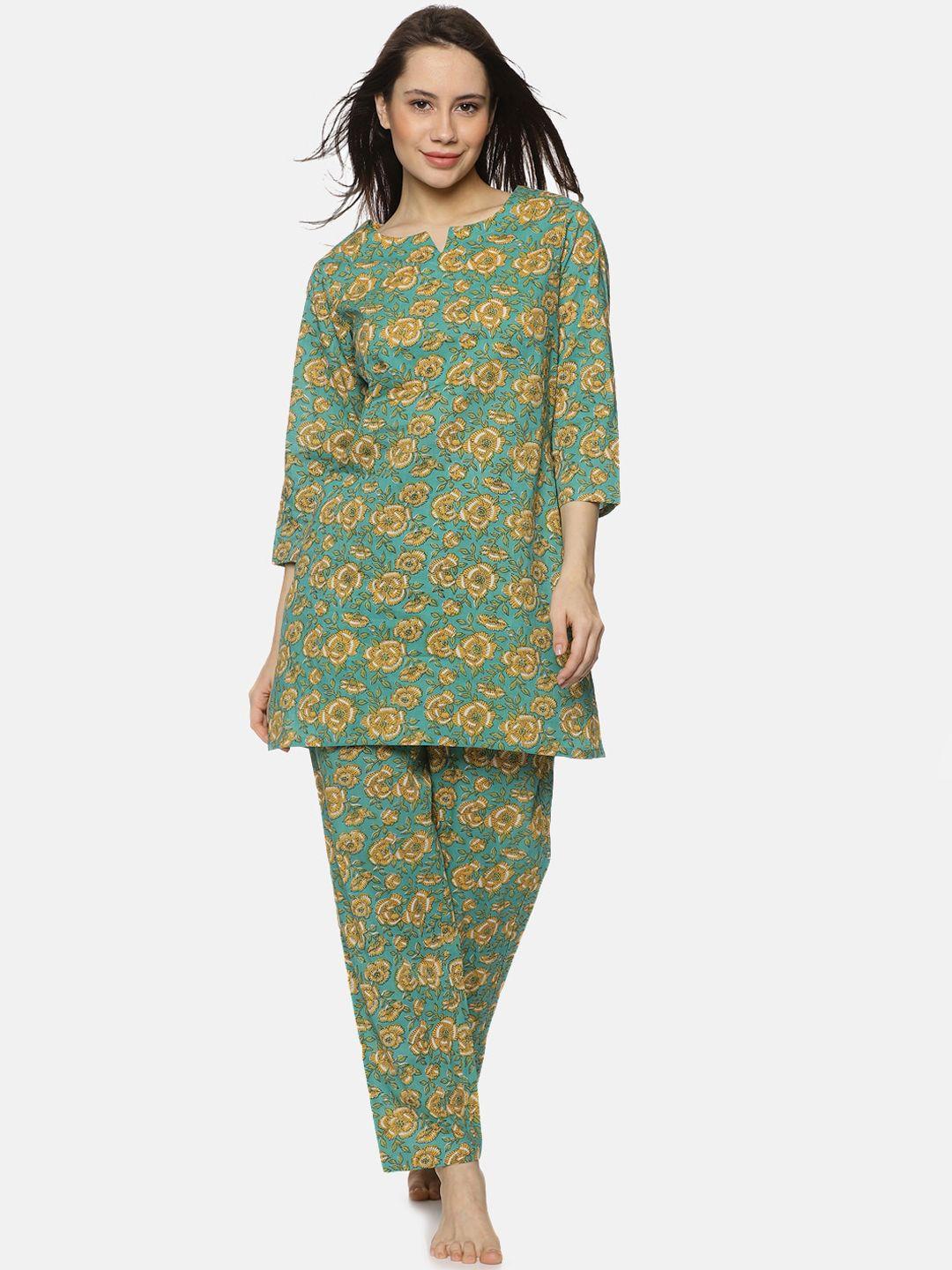 palakh floral printed pure cotton night suit