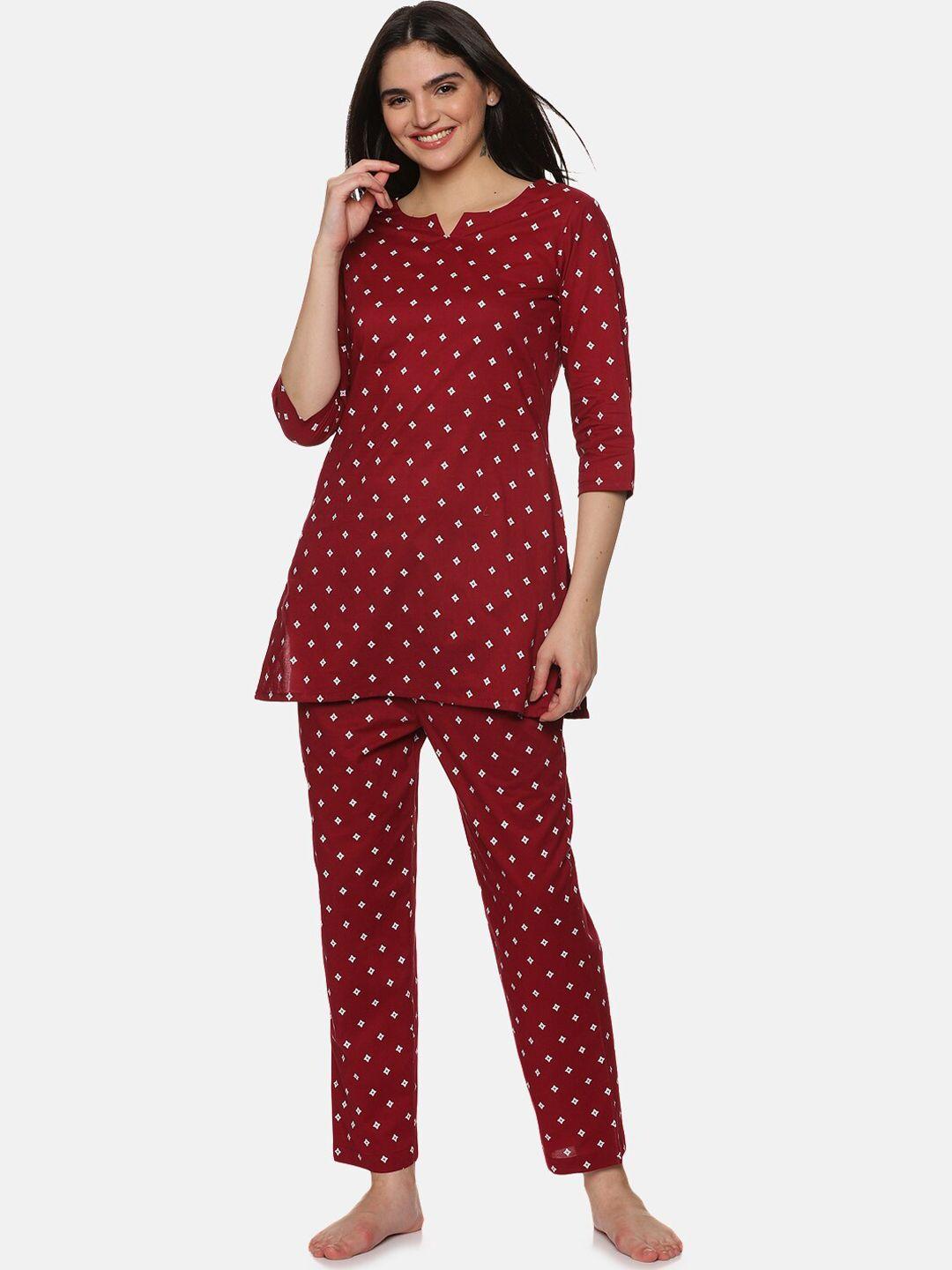 palakh geometric printed pure cotton kurti & pyjamas