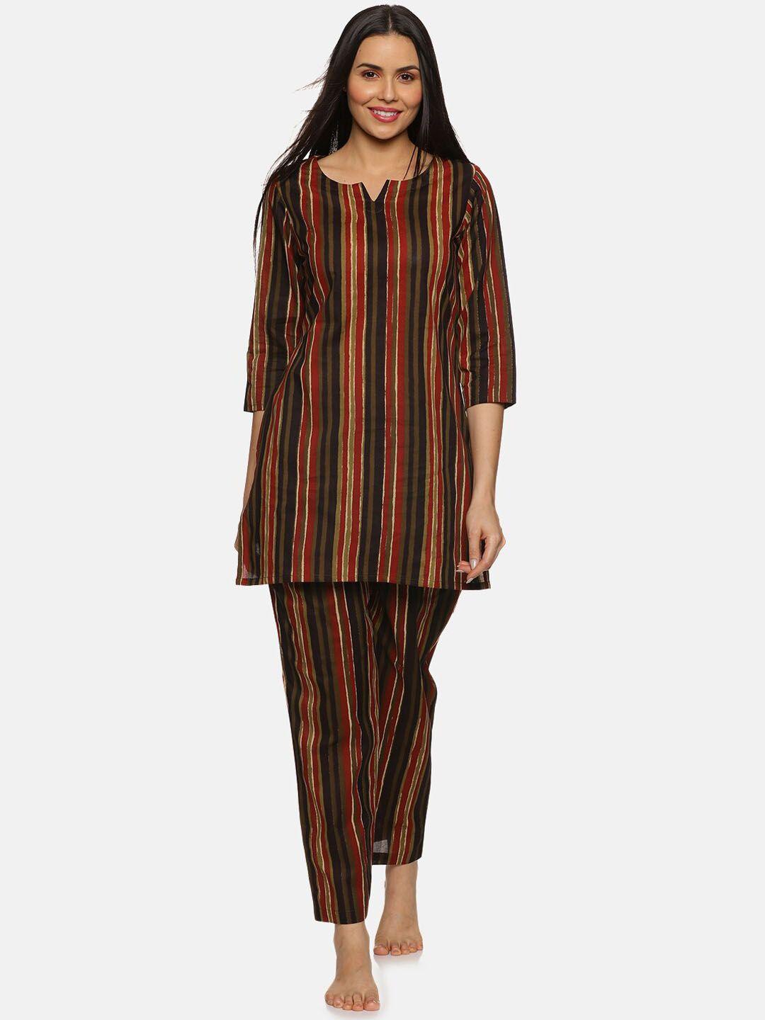 palakh striped pure cotton night suit