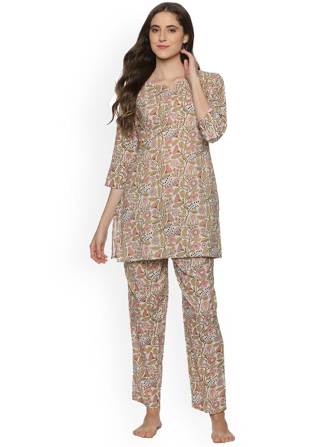 palakh women multicoloured printed night suit