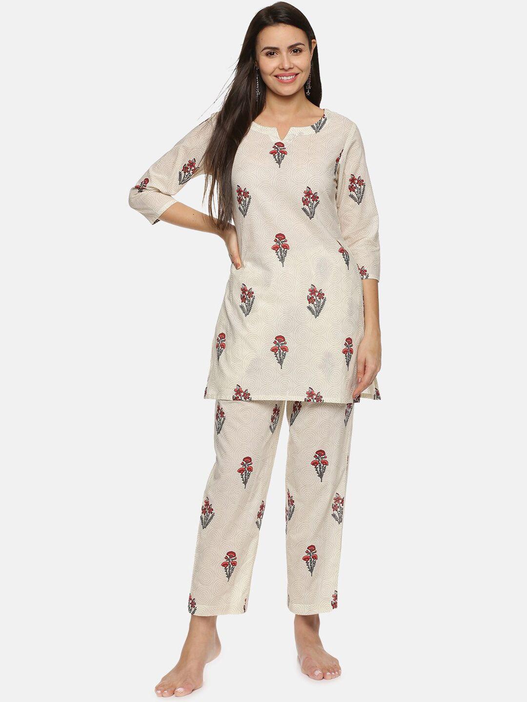 palakh women printed pure cotton night suit