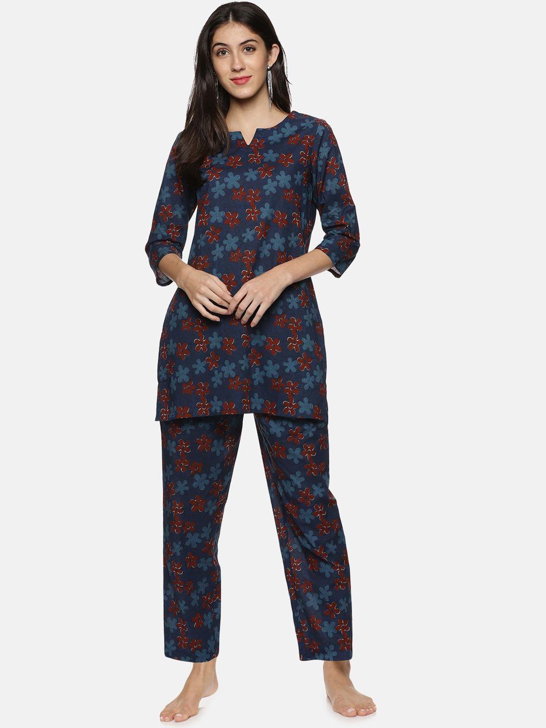 palakh women pure cotton printed night suit