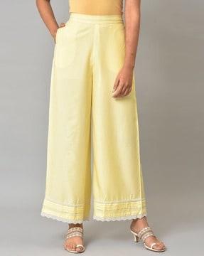 palazzos with embroidered hem