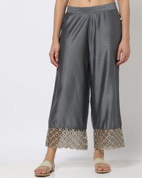 palazzos with embroidered hems
