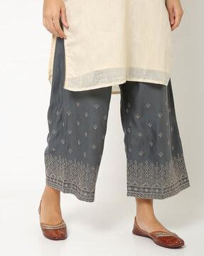 palazzos with embroidered hems