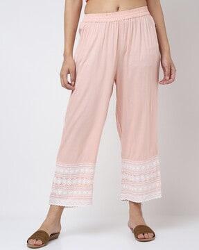 palazzos with embroidered hems