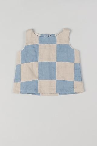pale blue & grey linen top for girls
