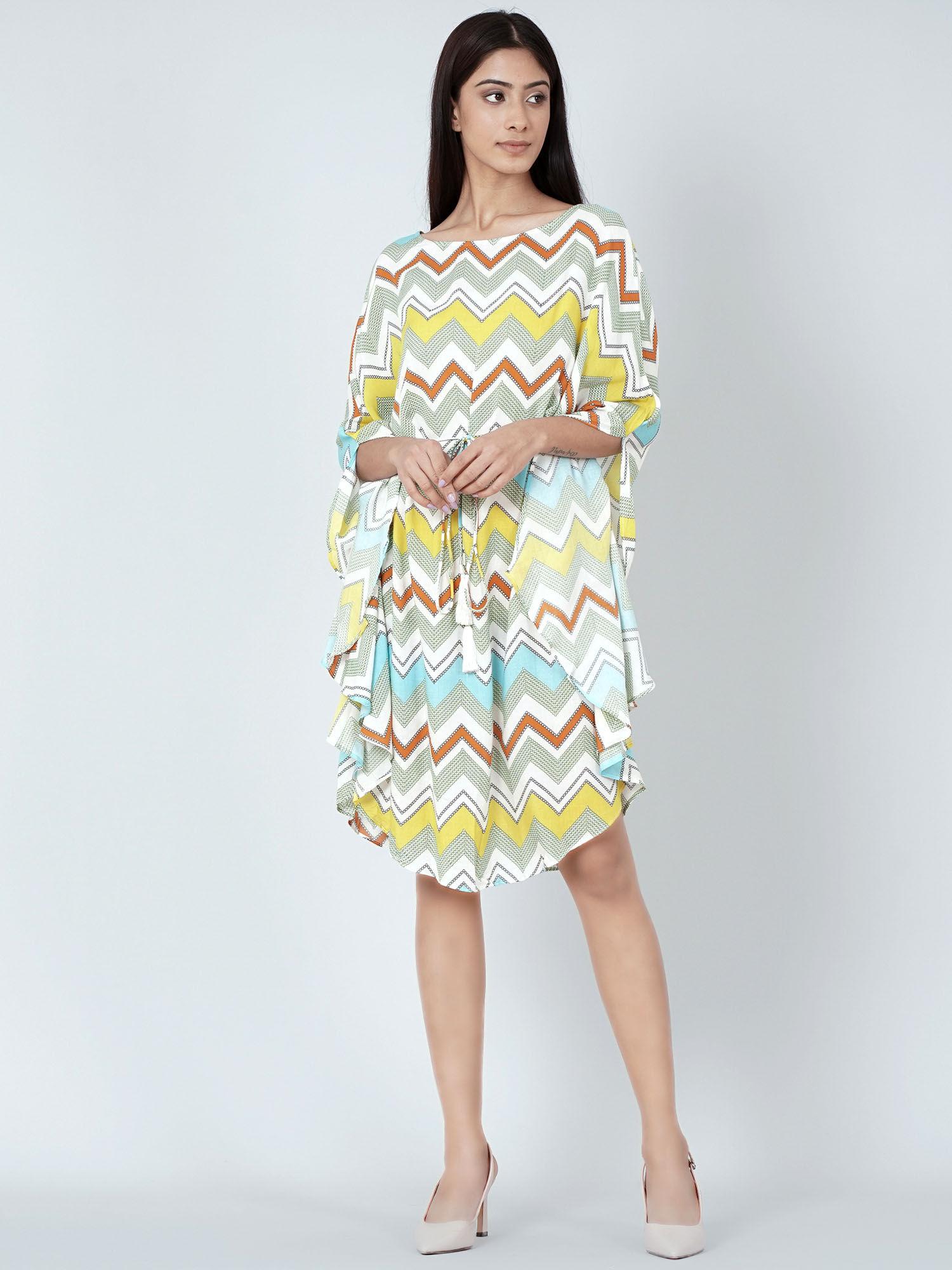 pale blue and yellow chevron midi dress (set of 2)