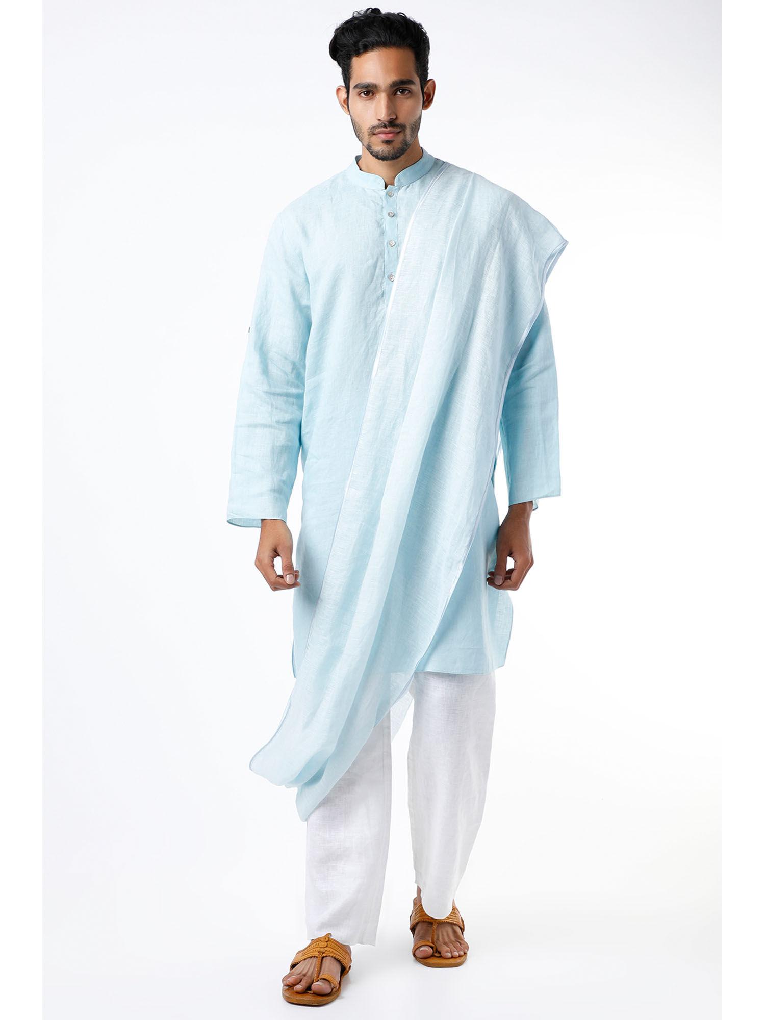 pale blue long kurta with drape