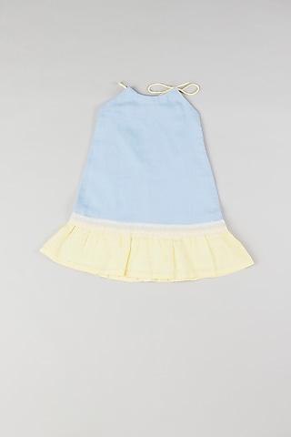 pale blue ruched dress for girls