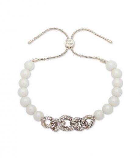 pale gold imitation pearl slider bracelet