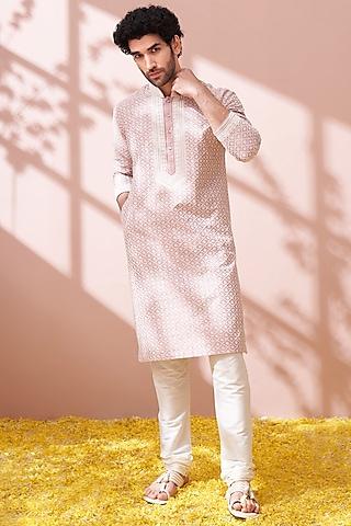 pale mauve embroidered kurta set