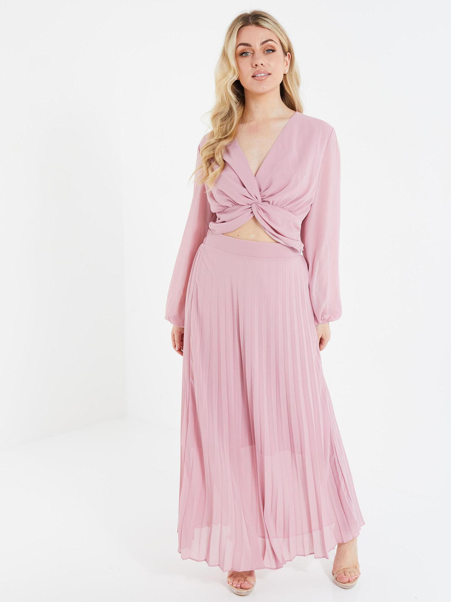 pale pink chiffon pleated skirt