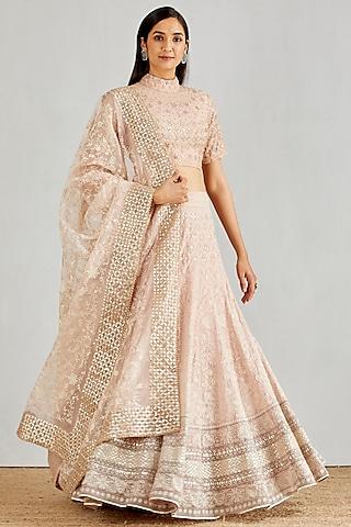 pale pink chikankari embroidered lehenga set