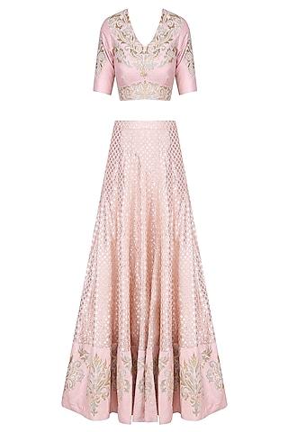 pale pink embroidered lehenga set