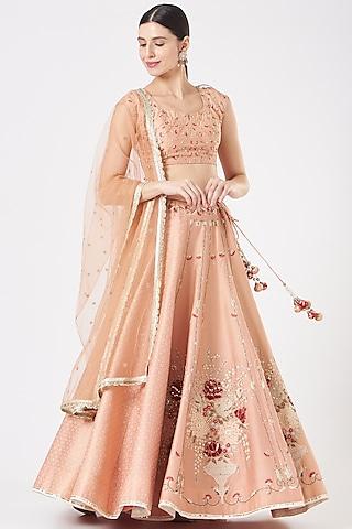 pale pink embroidered lehenga set