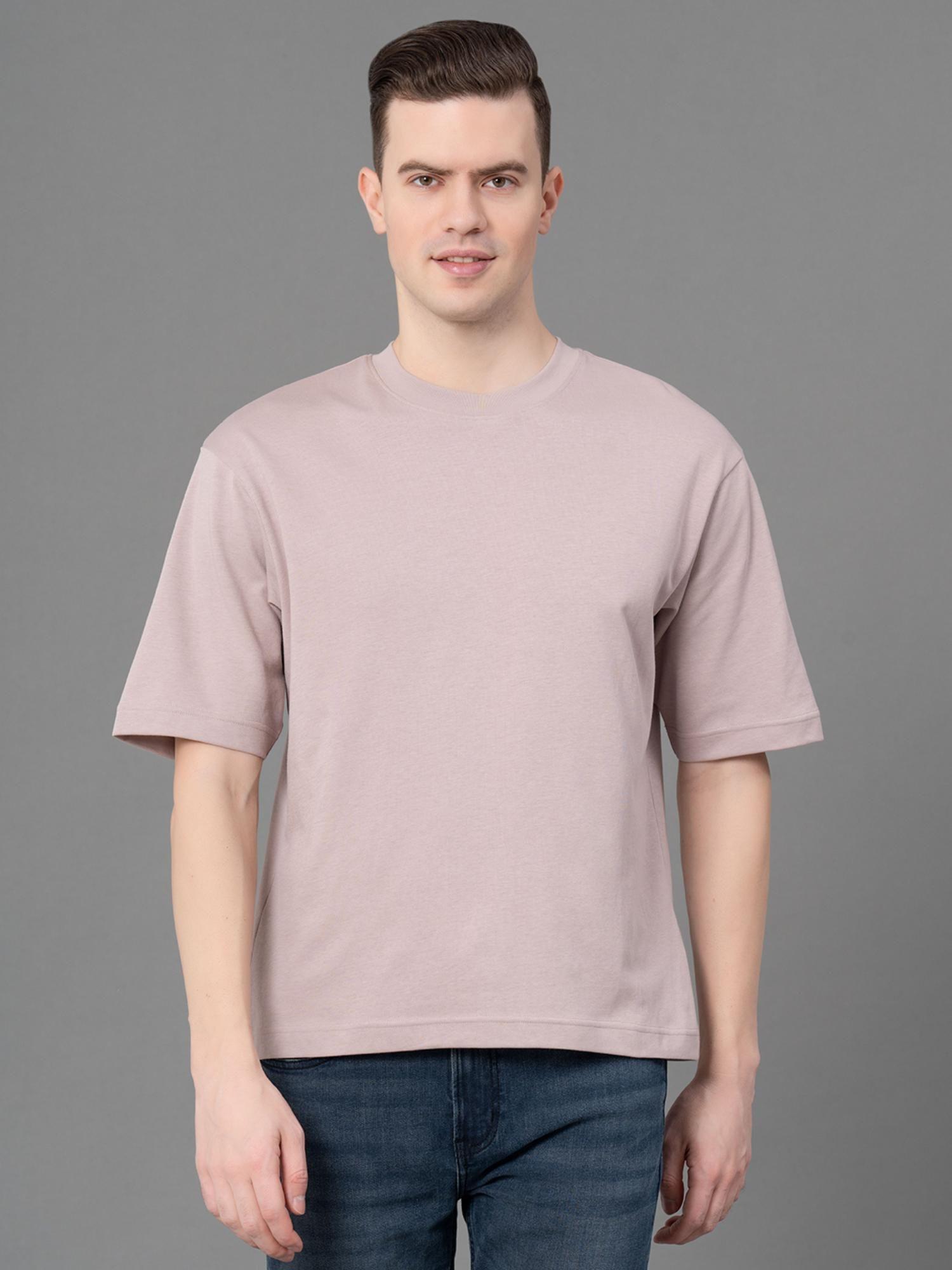 pale pink poly cotton solid mens oversized t-shirt