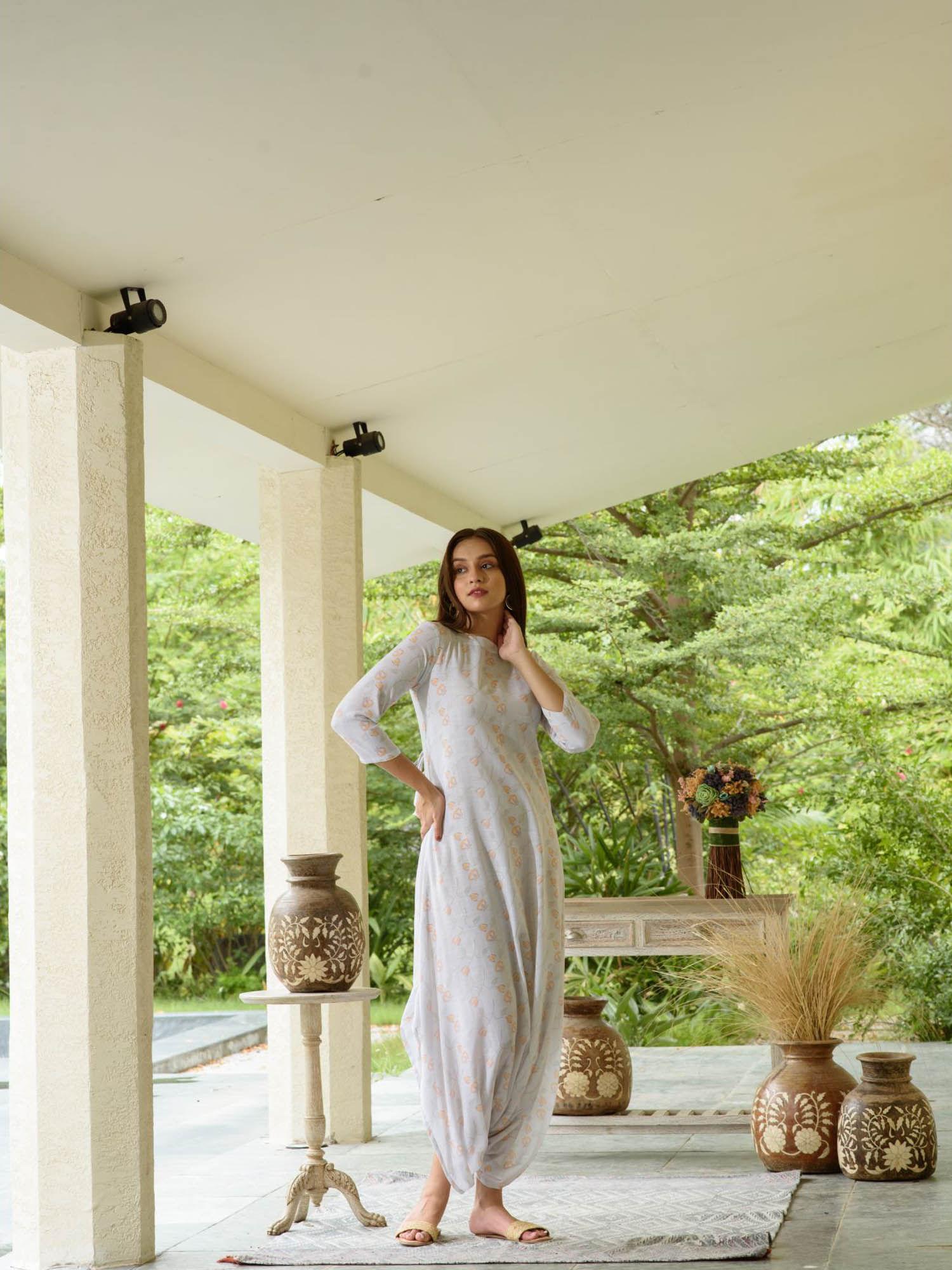 pale smoke grey dhoti jumpsuit