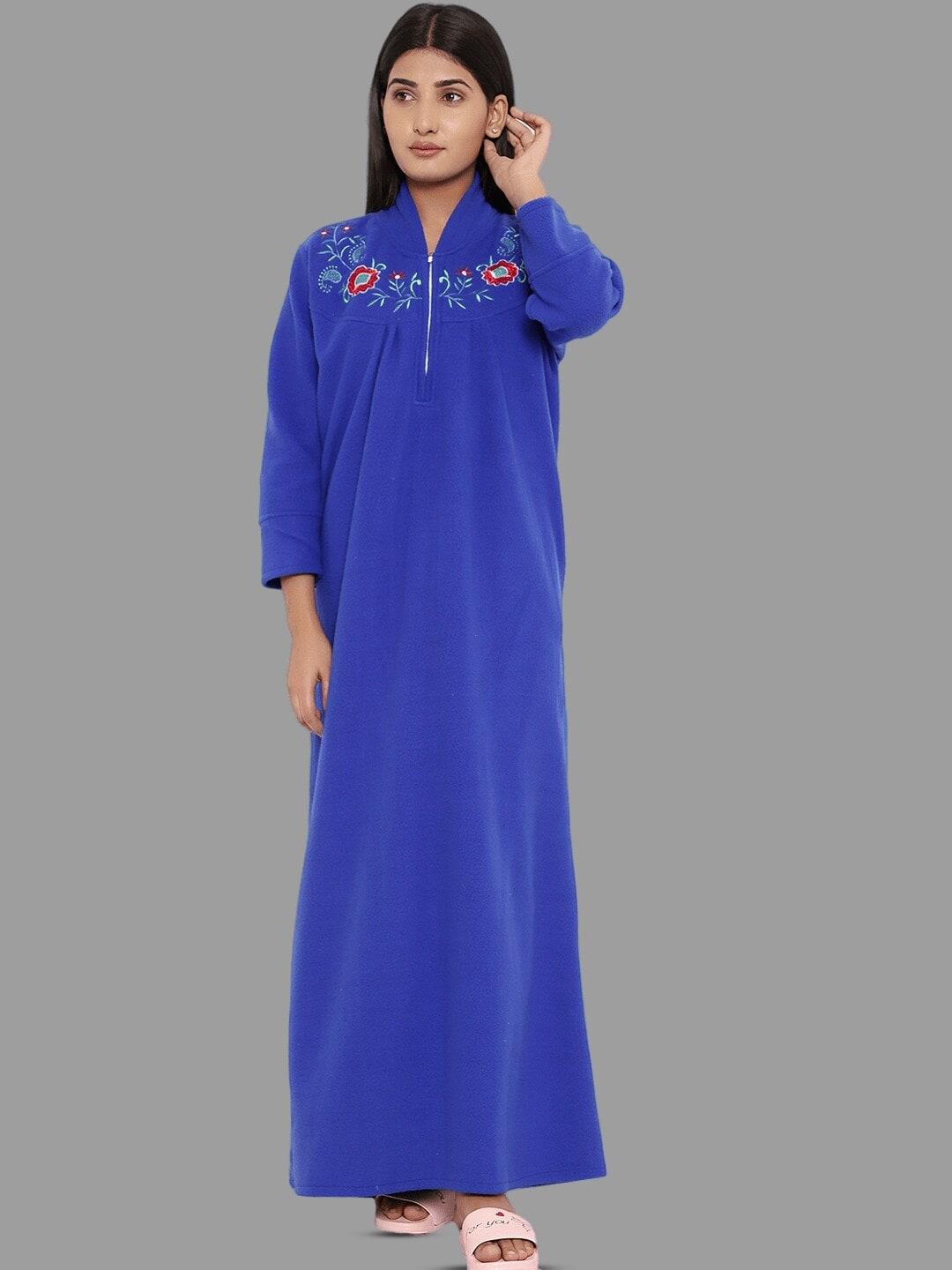 palival blue printed maxi nightdress