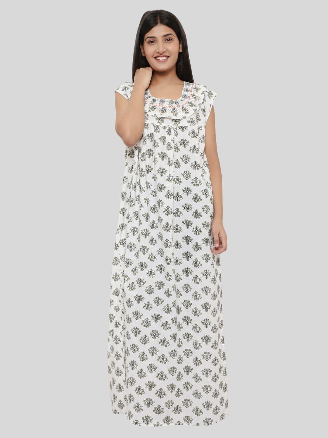palival ethnic motifs printed pure cotton maxi nightdress