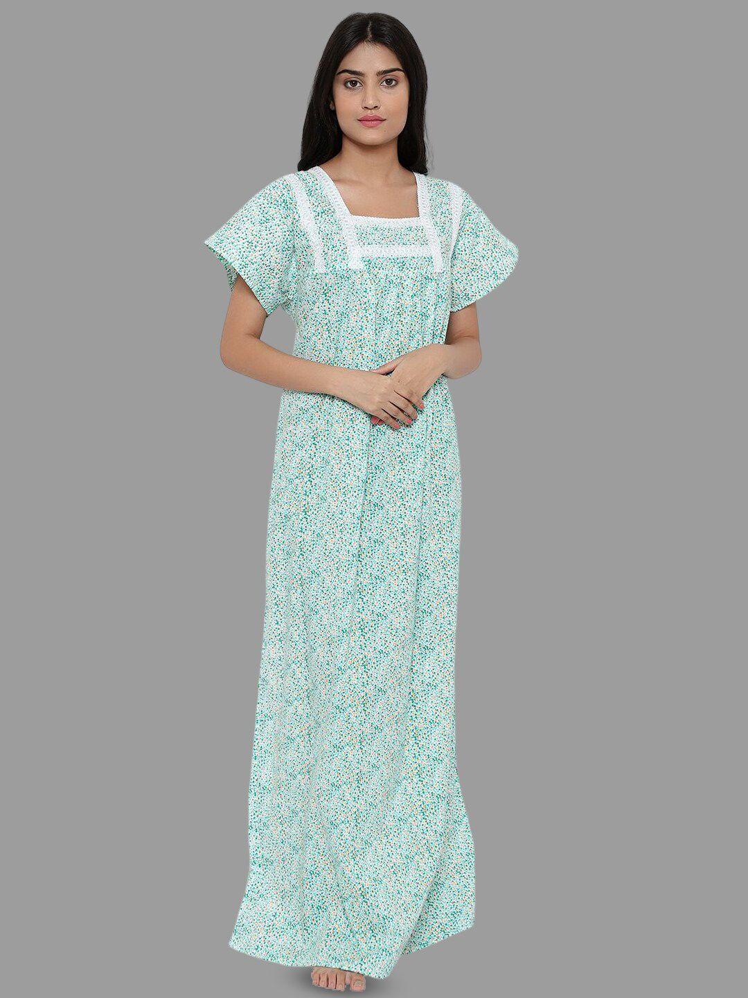 palival floral printed pure cotton maxi nightdress