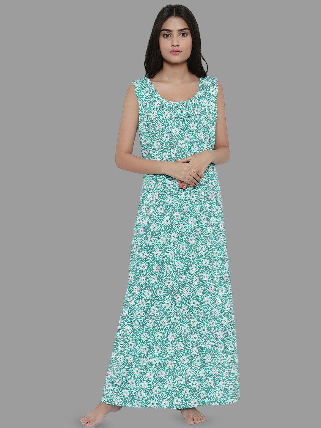 palival floral printed pure cotton maxi nightdress