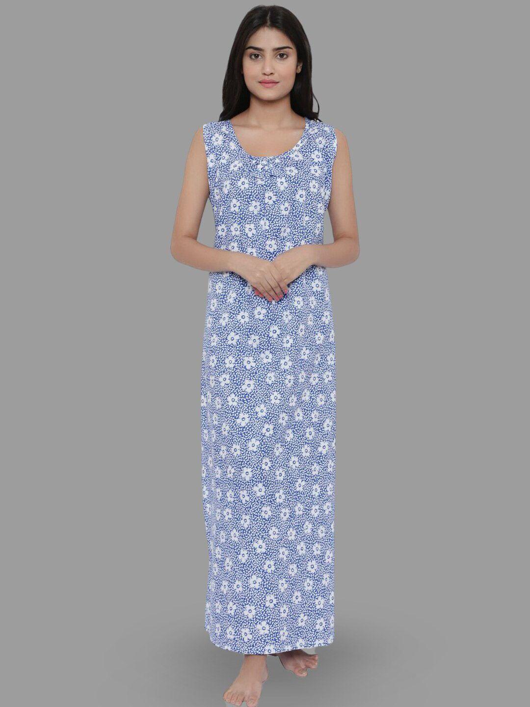 palival floral printed pure cotton maxi nightdress