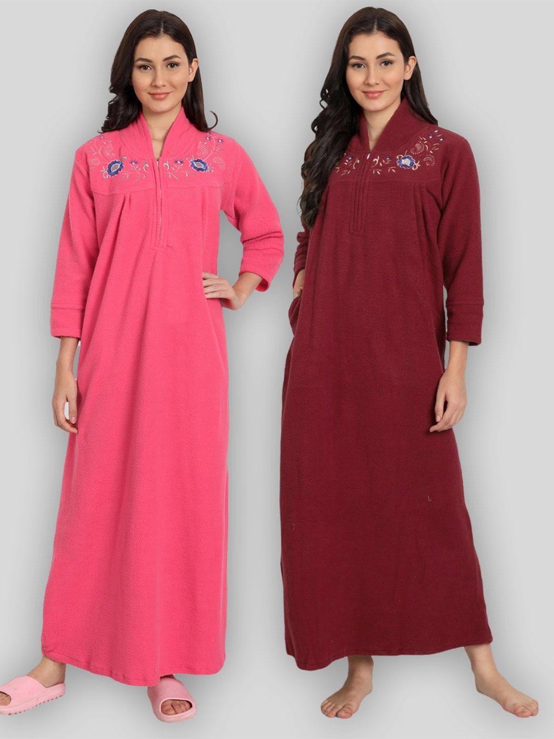 palival pack of 2 mandarin collar maxi nightdress