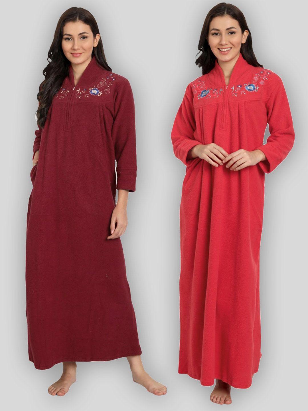 palival pack of 2 mandarin collar maxi nightdress