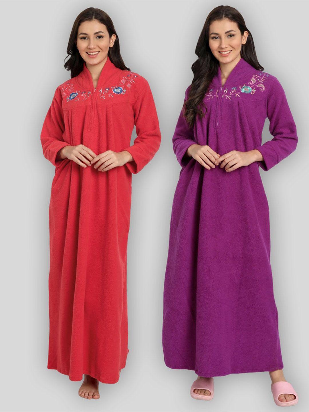 palival pack of 2 mandarin collar maxi nightdress