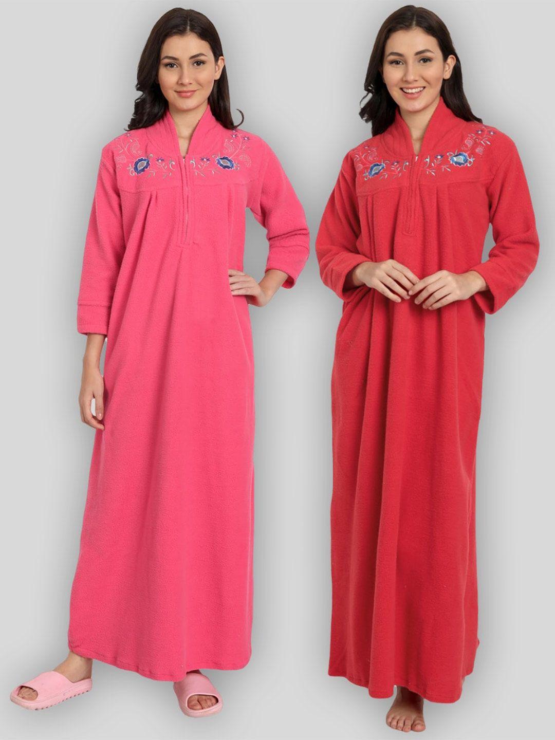 palival pack of 2 mandarin collar maxi nightdress