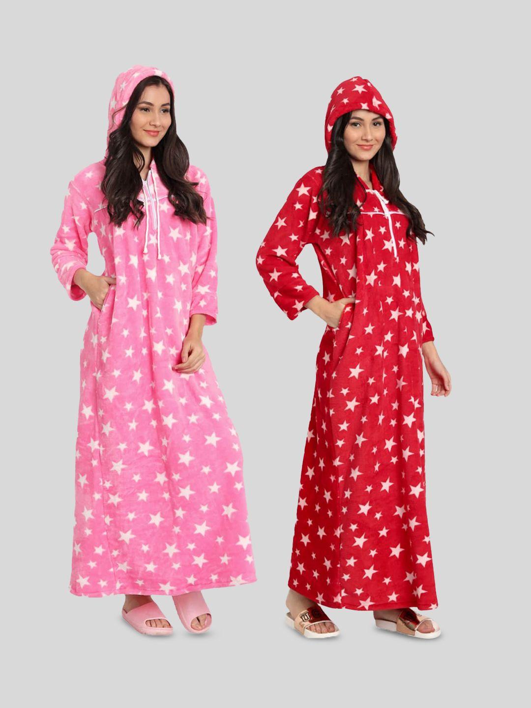 palival pack of 2 stars printed maxi nightdress