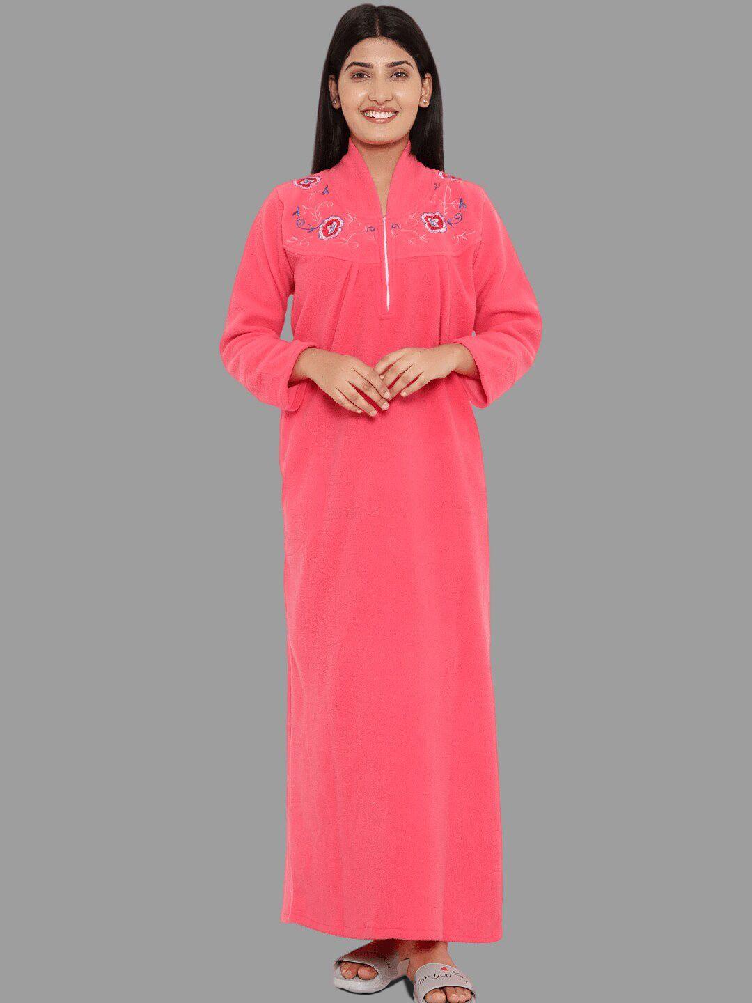 palival pink embroidered maxi nightdress