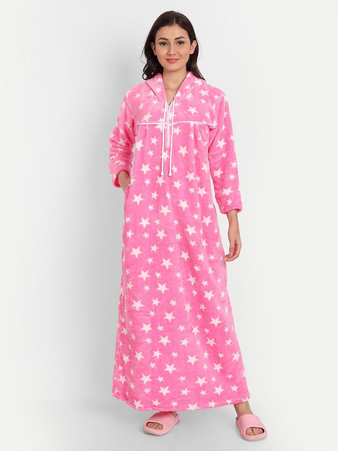 palival pink printed wool blend maxi nightdress wlpih012