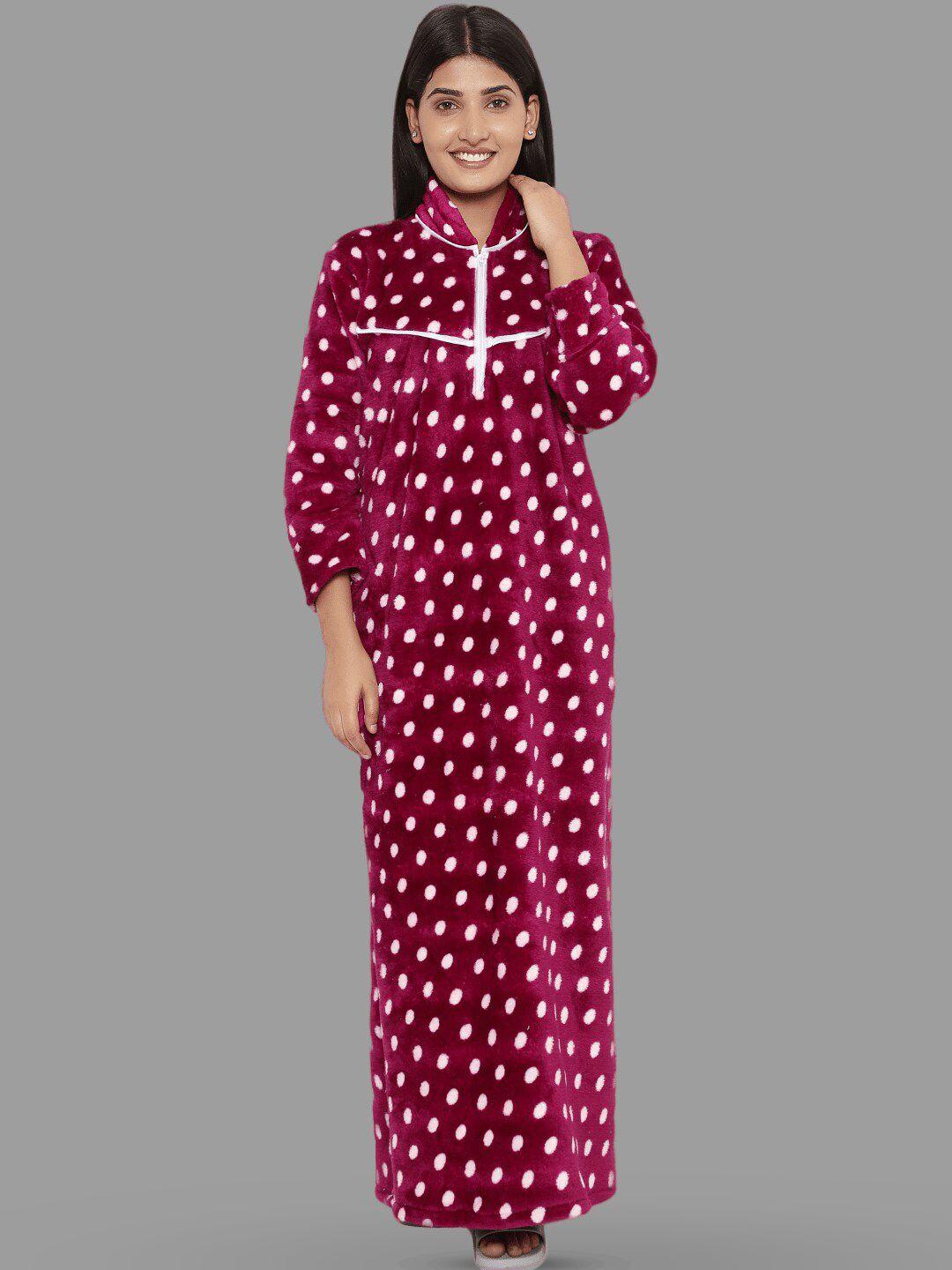 palival polka dots printed maxi nightdress