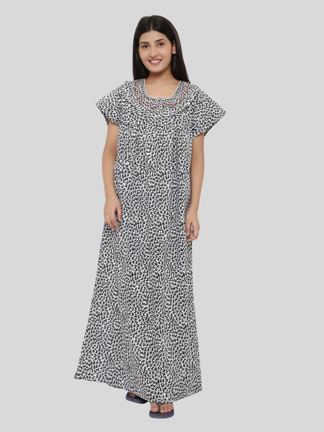 palival printed pure cotton maxi nightdress