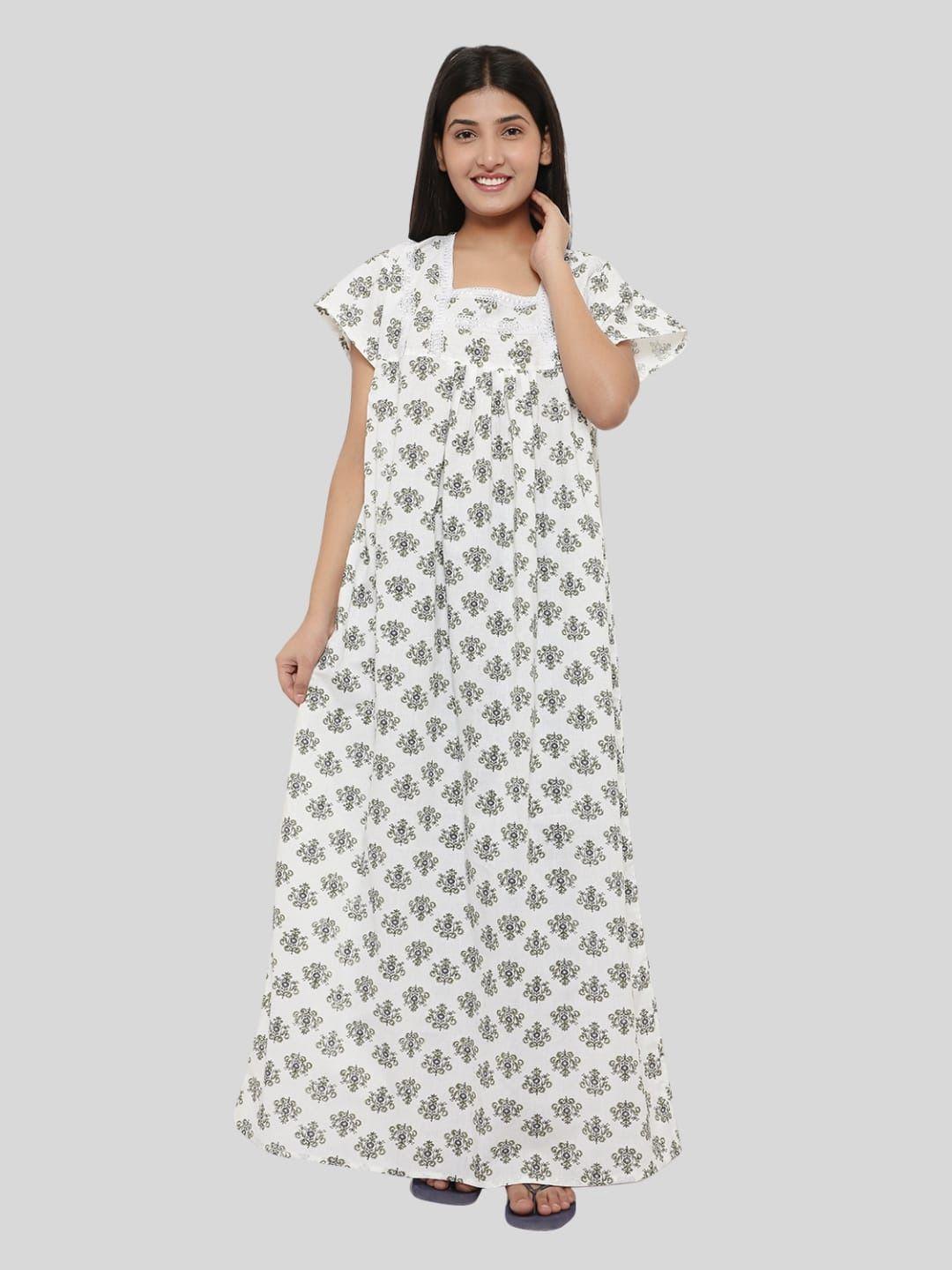 palival printed pure cotton maxi nightdress