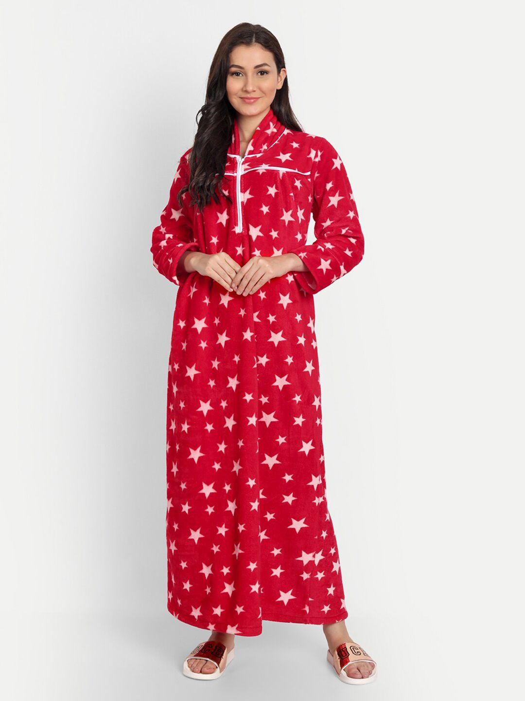 palival red printed maxi nightdress