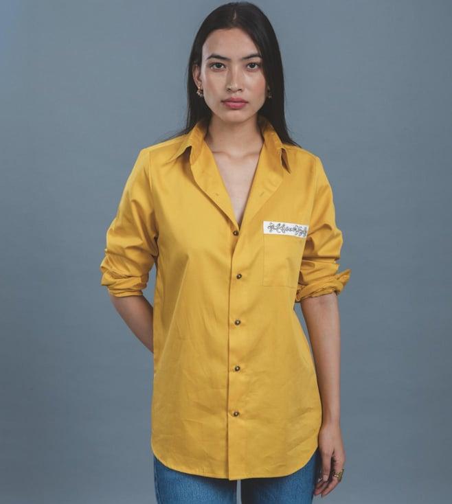 pallavi swadi mustard canary yellow pocket swarvoski shirt