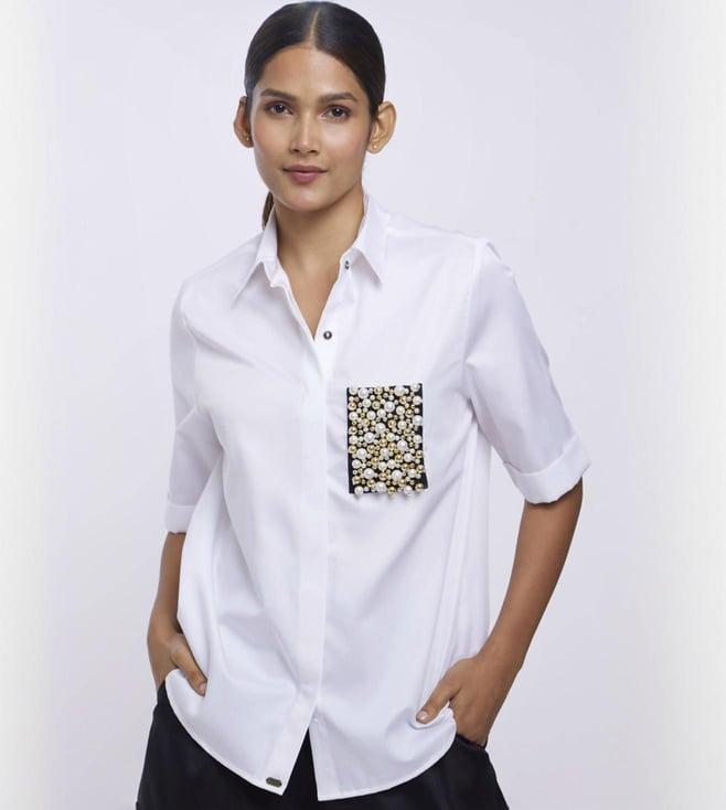 pallavi swadi white audrey pearl shirt