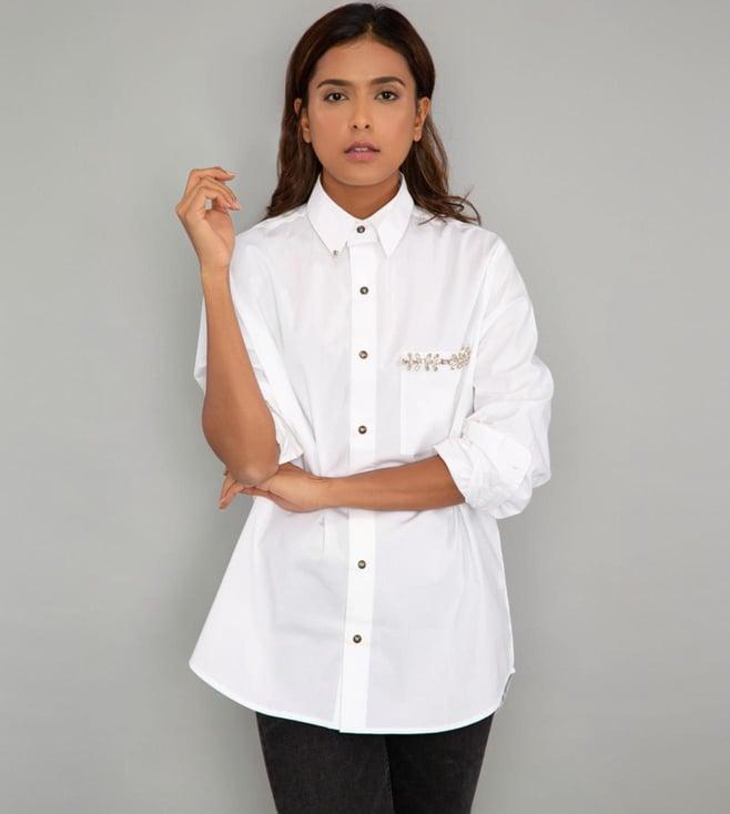 pallavi swadi white pocket swarvoski shirt