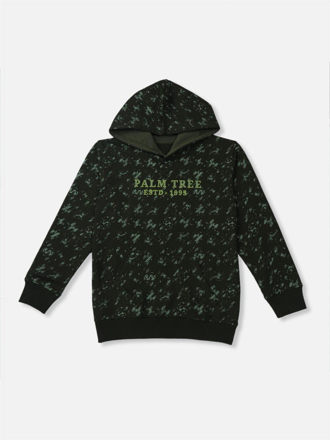 palm tree boys abstract printed hooded cotton sweatshirt