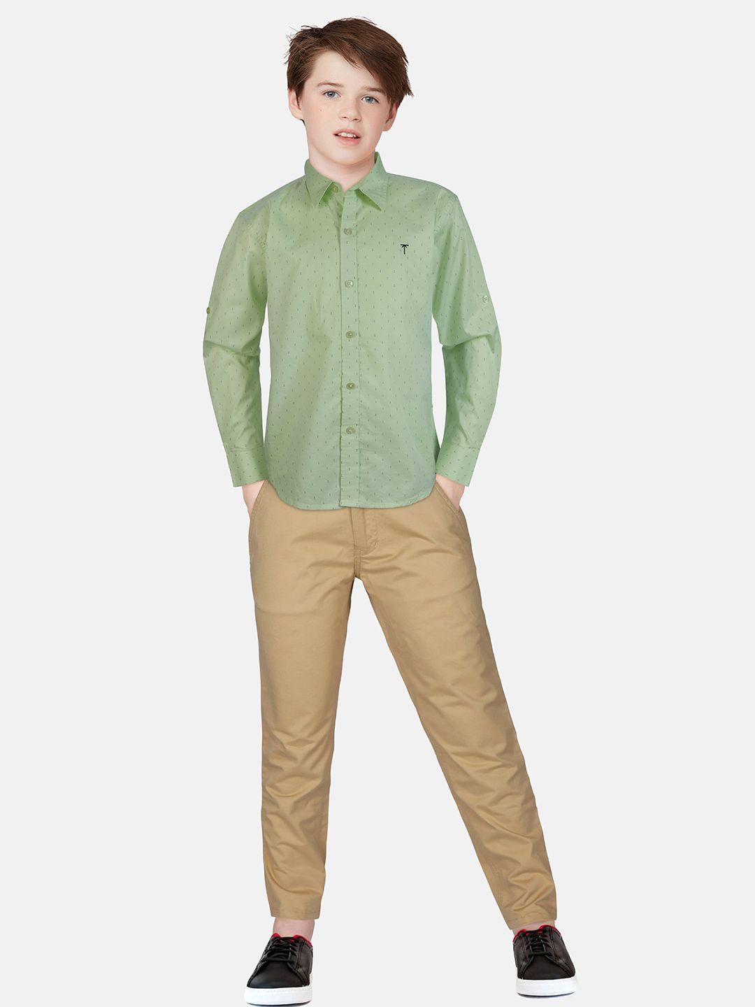 palm tree boys green printed casual shirt