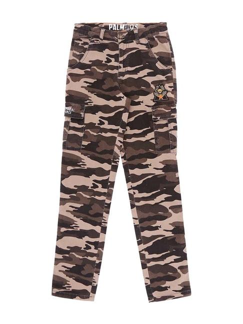 palm tree by gini & jony kids brown cotton camouflage trousers