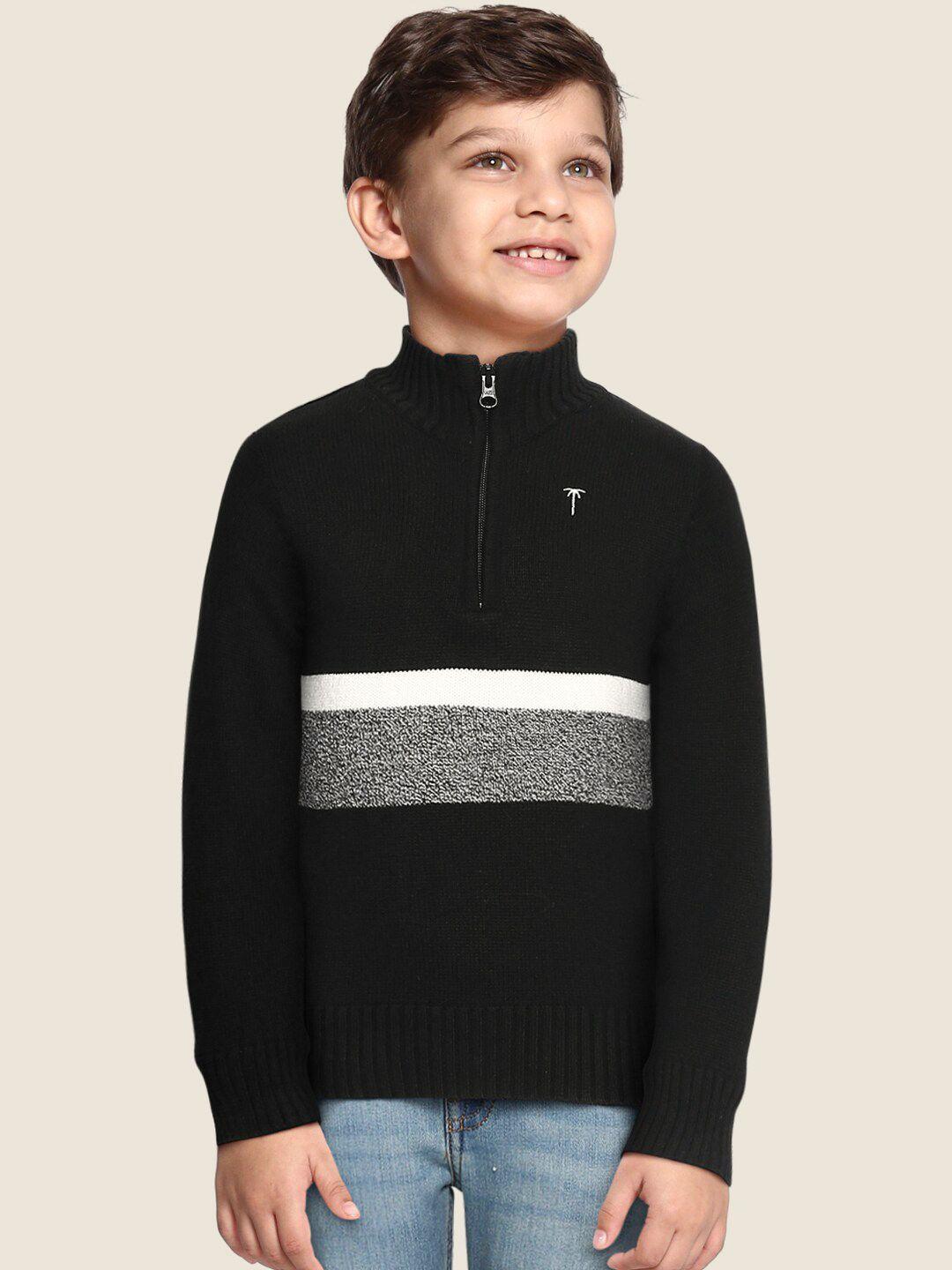 palm tree boys black & grey striped sweater