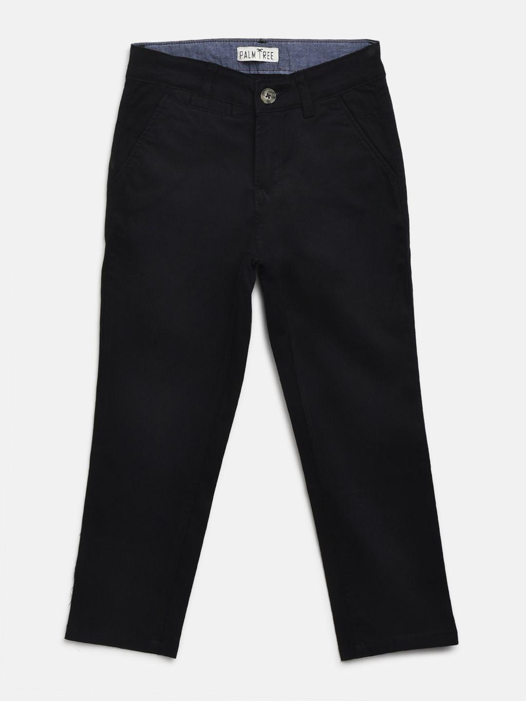 palm tree boys black regular fit solid trousers