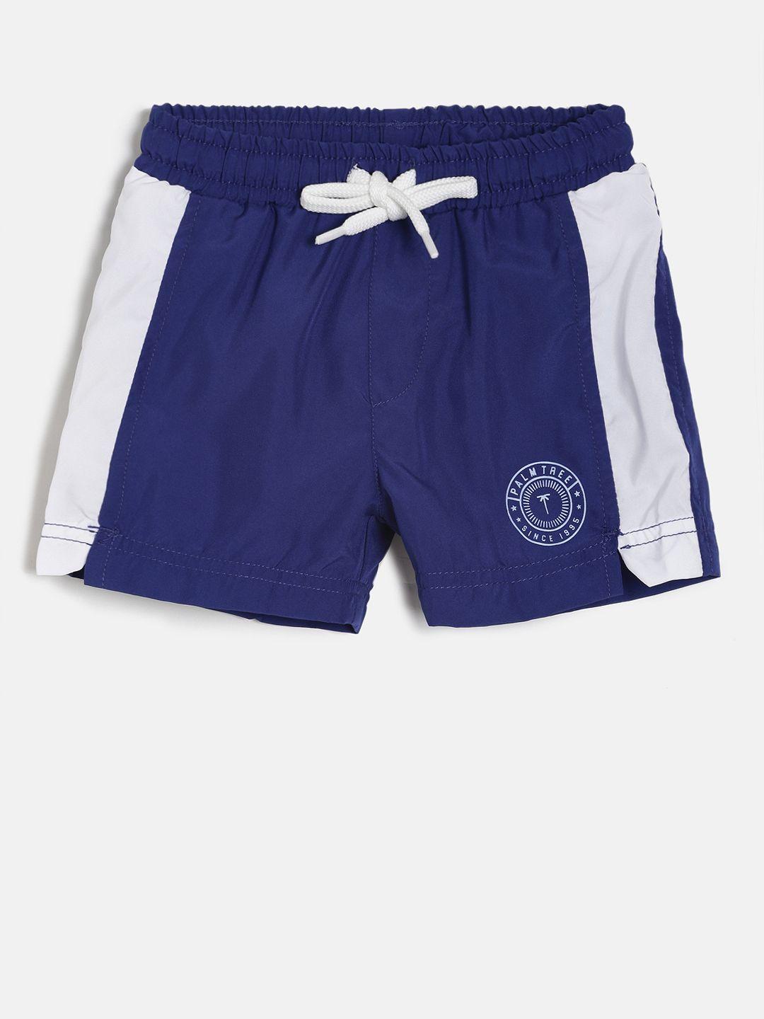 palm tree boys blue solid regular fit shorts