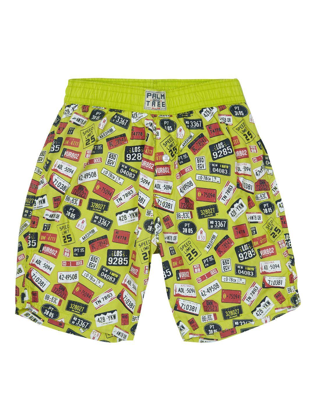 palm tree boys green printed regular fit regular shorts