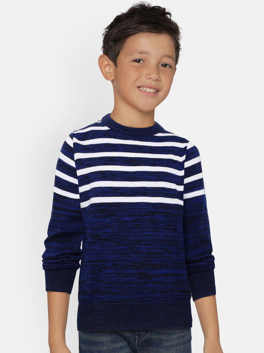 palm tree boys navy blue & white striped pullover sweater