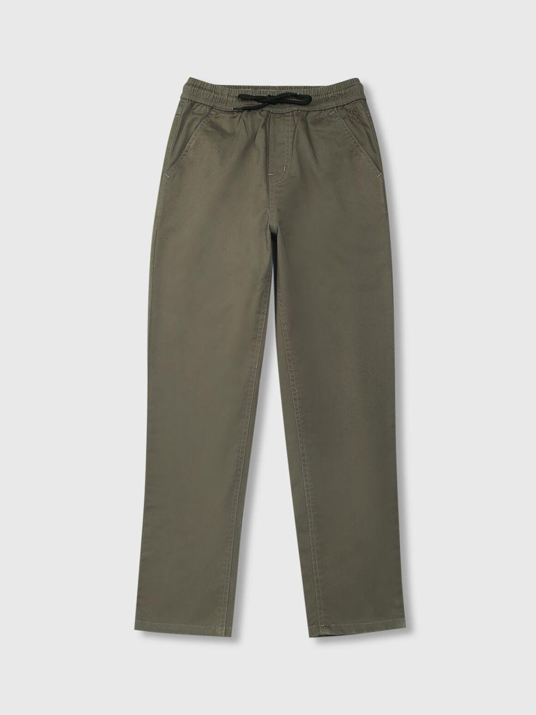 palm tree boys olive green solid joggers trousers